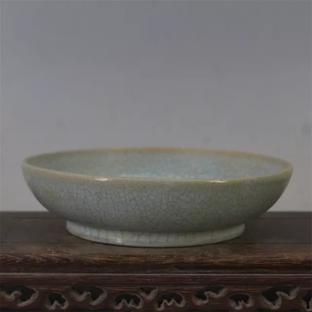 Old Chinese porcelain Song Ru Kiln Azure Glaze handmade Open film pots Pen wash