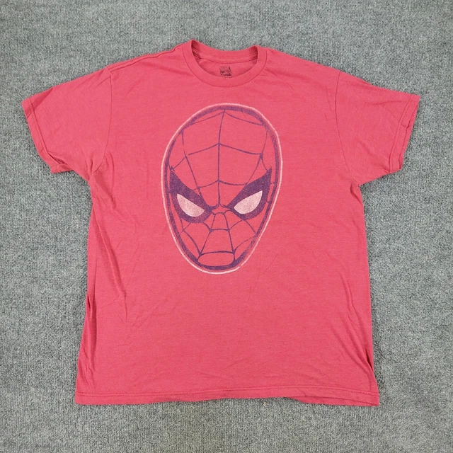 Marvel Comics Shirt Men's XL Red Spider-Man Graphic Tee Short Sleeve Big Face