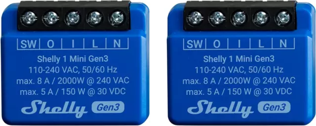 Shelly 1 Mini Gen 3 | Wifi & Bluetooth Smart Switch Relais 1 Kanal 8A | Hausauto