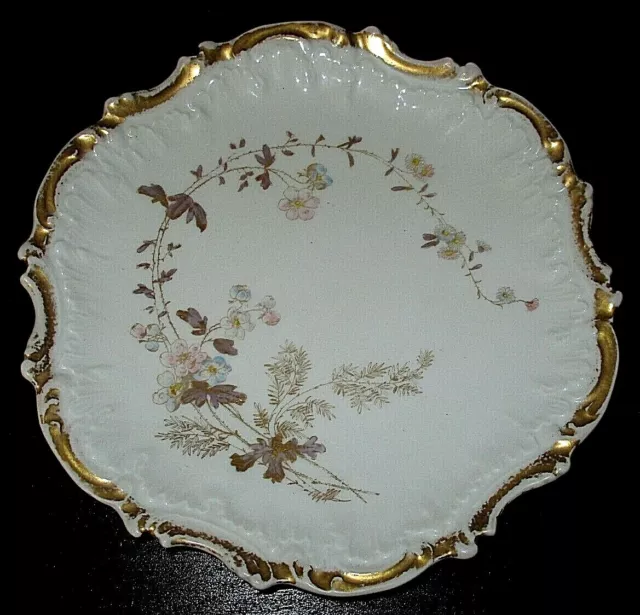 LIMOGE HAND PAINTED FLORAL GOLD GILT PORCELAIN PLATE c.1891-1914's  Coiffe