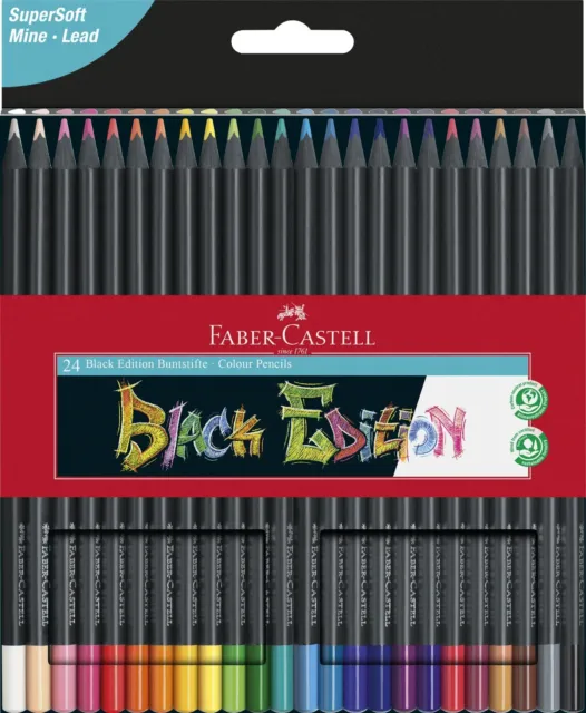 FABER CASTELL Farbstifte Buntstifte Black Edition 24 Farben