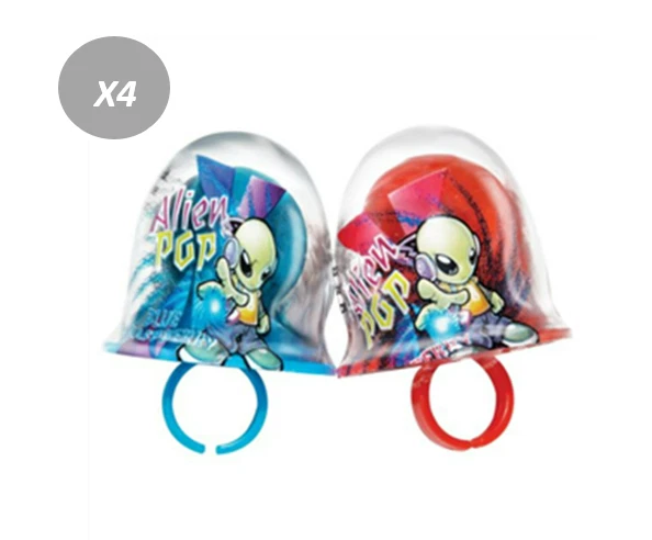 900555 4 X ALIEN RING POP CANDY BLUE RASPBERRY STRAWBERRY FLAVOURED ...