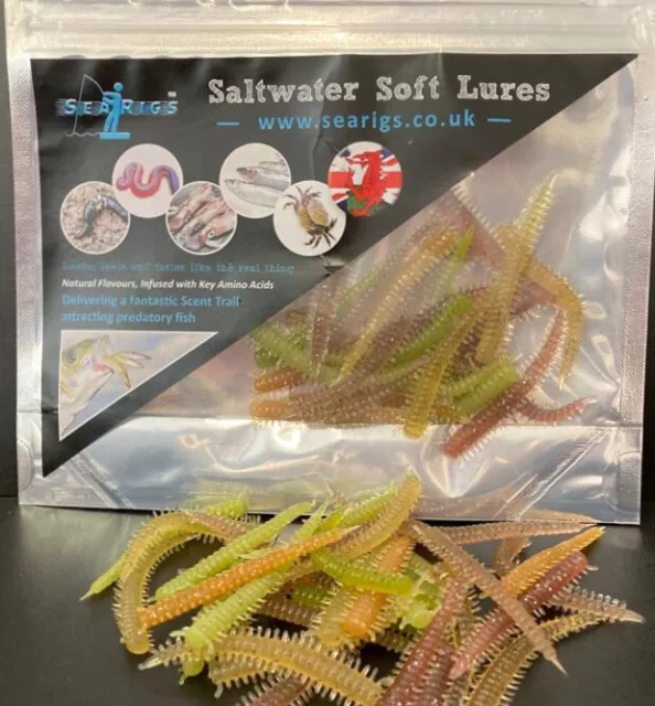 Sea Fishing Soft Flavour Infused Maddy / LRF Ragworm Lures : Bass Cod  x24 / x48 2