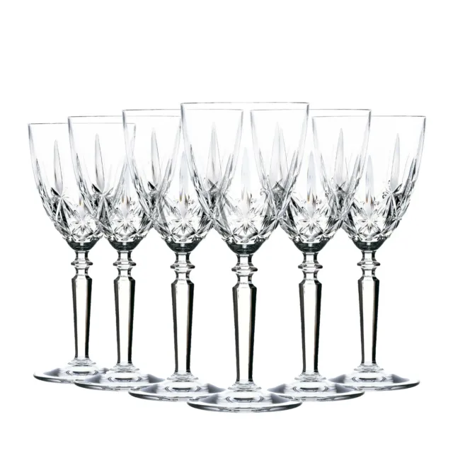 RCR Crystal 6x  Orchestra Wine Glasses Cut Glass Goblets 290ml Clear