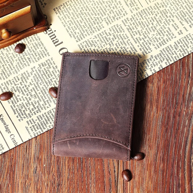 Genuine Leather Minimalist Bifold Wallets For Men RFID Blocking Slim Mens Wallet