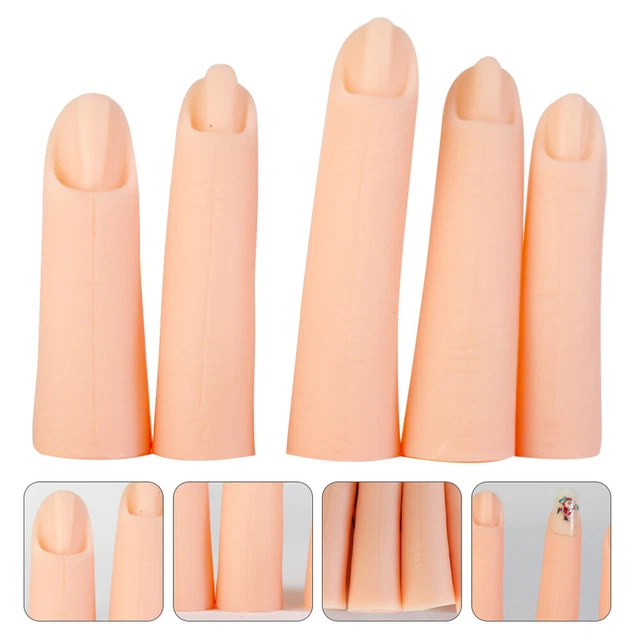 5 piezas Silicona Tipo Uñas Falso Dedo Entrenamiento Ejercicio Modelos de Dedos (Tez)