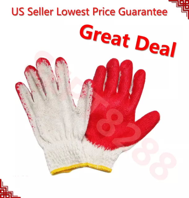 WHOLESALE 300 Pairs Red Latex Rubber Palm Coated Work Gloves