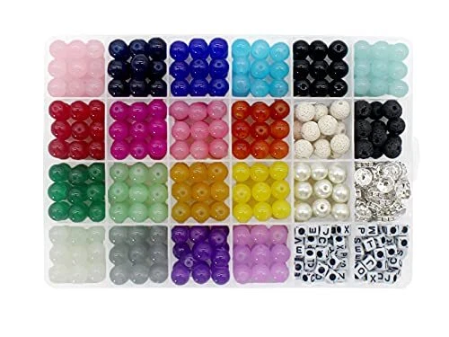 626PCS Jewelry Making Beads - Imitative Jade, Lave Beads, Bracelet Loose (10mm)