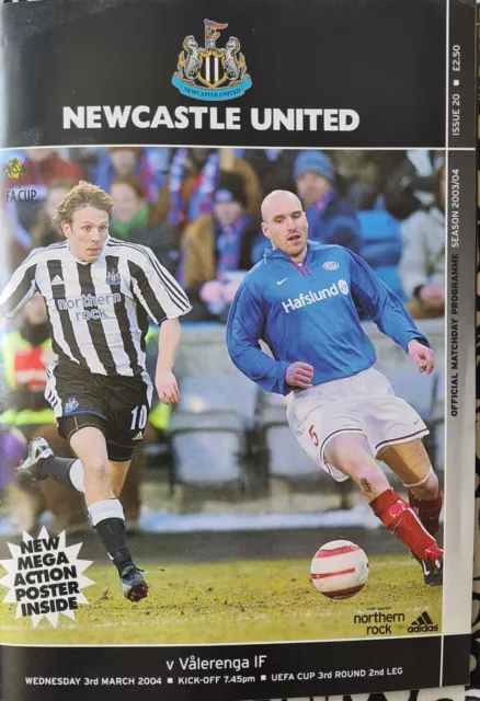 Newcastle United vs Valerenga IF Programme  - 3rd March 2004 - UEFA Cup 3rd...