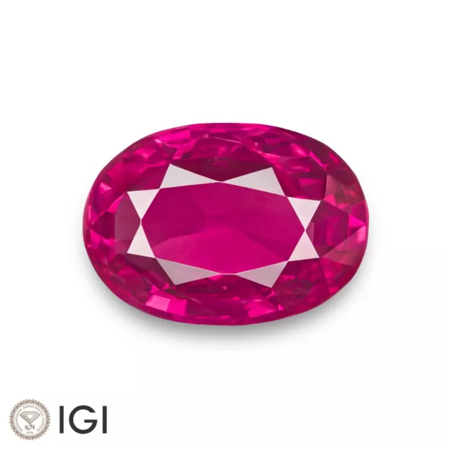 IGI Certified NIASSA MOZAMBIQUE Ruby 0.98 Ct. Natural Untreated PINKISH RED Oval