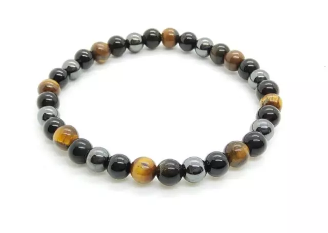 Obsidian Tiger Eye Beaded Bracelet Tourmaline Magnetic Hematite 6mm