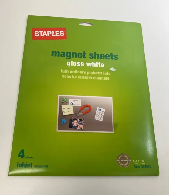 4 Sheets GLOSS WHITE INKJET MAGNET PAPER 8.5 x 11 216mm x 279mm