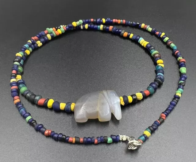 Burma South East Asian Regions Pyu Old Glass Agate Engraved Elephant Figure Bead