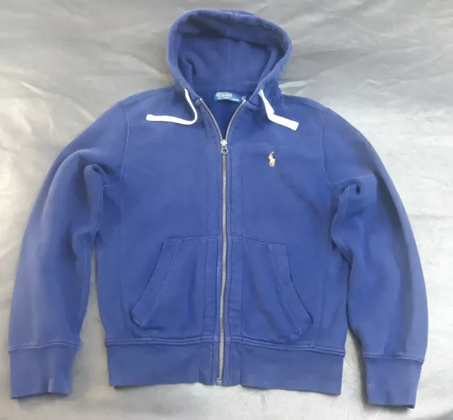 Polo homme vintage Ralph Lauren bleu marine sweat-shirt à capuche zippé S 36" R17342