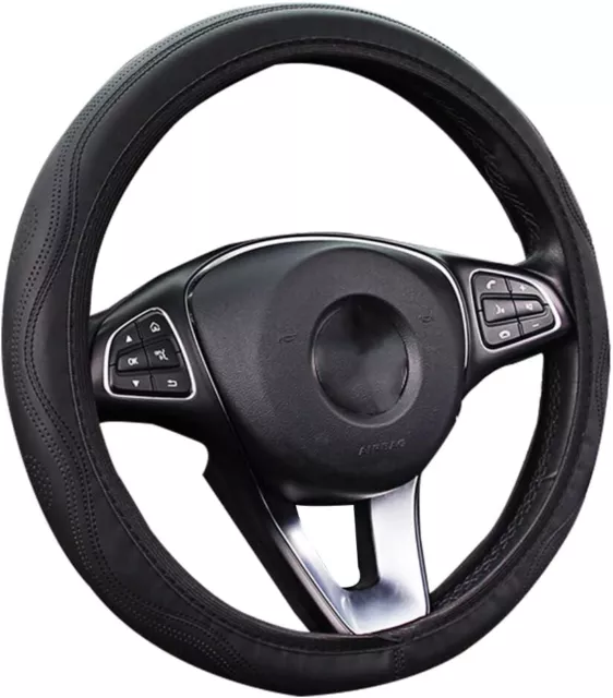 💚Coprivolante Auto Universale, Nero in Finta Pelle, Accessori Auto Interno