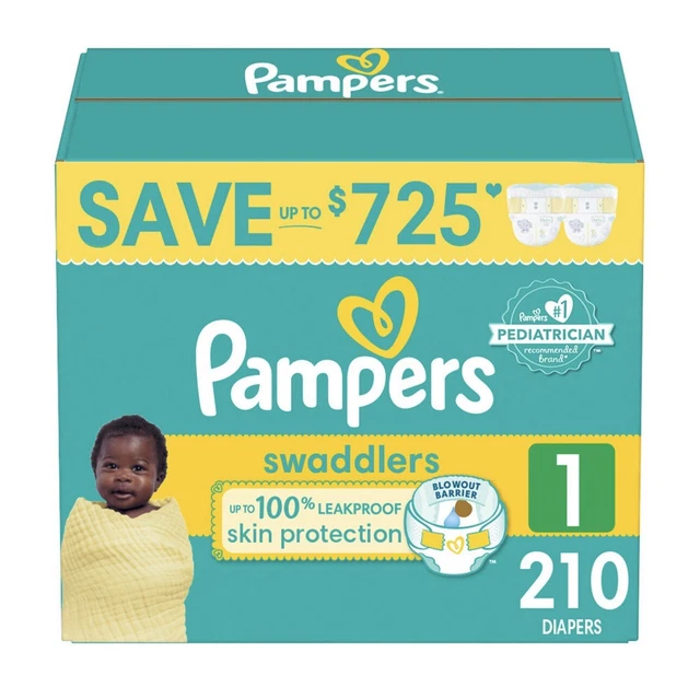 Pampers Swaddlers Active Baby Diapers Super Pack - Size 1 - 210