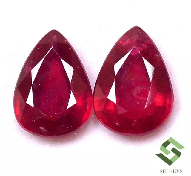 14x10 mm Natural Ruby Pear Cut Pair 12.47 CTS Mozambique Loose Gemstones GF 2