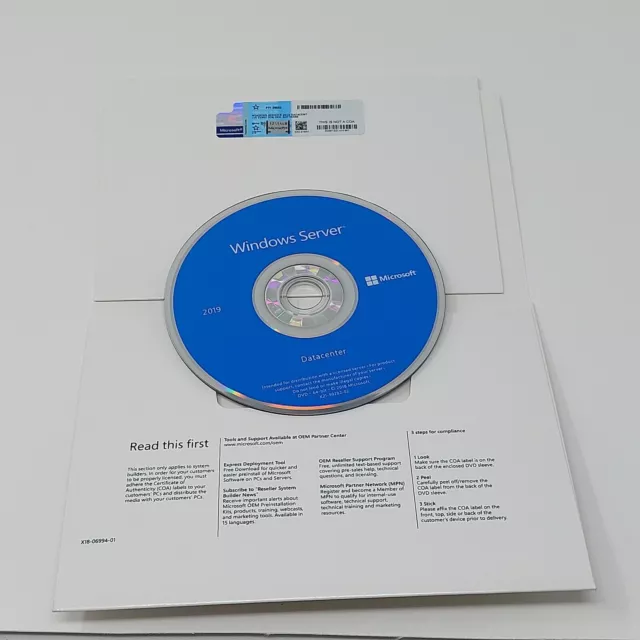 Microsoft Windows Server 2019 Standard 16 Kerne Lizenz, 64-bit DVD NEU + OVP