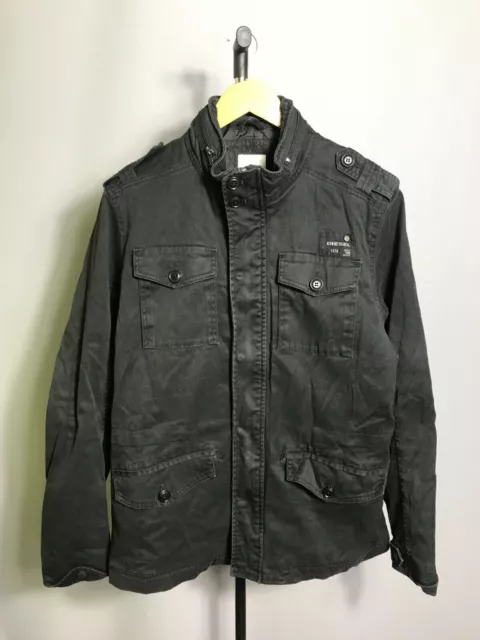 abrigo diesel hombres chaqueta de mezclilla negra con capucha vintage Sz XL