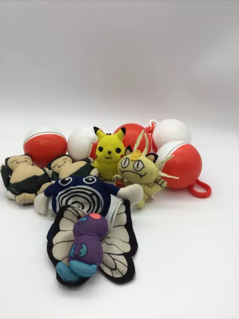 1999 Vintage Burger King Pokémon plushie toys Lot Of 6 + 5 Pokeballs