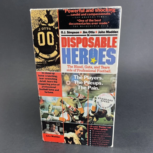 DISPOSABLE HEROES, OLD Footage NFL Football (VHS, 1991) Sports, John