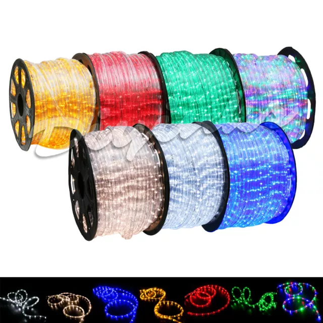 LED Rope Light 10/20/25/50/100/150ft Outdoor Tree Waterproof Holiday Christmas