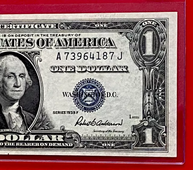 $1 1935-F ( A-J Block )  BLUE SEAL SILVER CERTIFICATE CU.