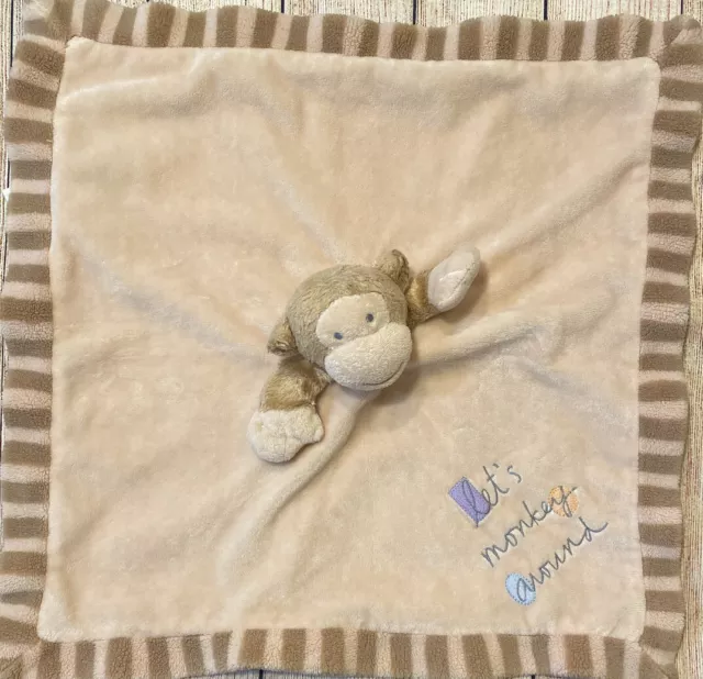 Messages From The Heart "Lets Monkey Around" Brown Rattle Security Blanket Lovey