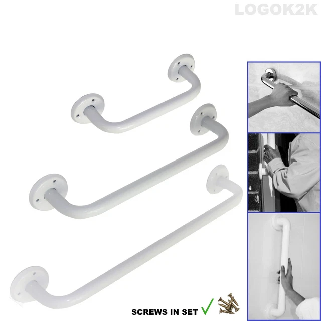White Disabled Grab Rail Bar Bathroom Aid Pull Push Door Metal Handle Disability