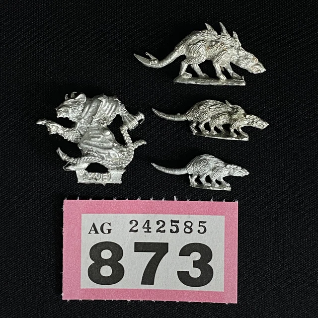 Warhammer – Skaven Packmaster E Giant Rats – Miniature Singole In Metallo OOP (usate)