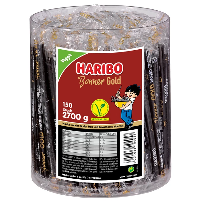 Haribo Bonner Oro Liquirizia 150 Singoli Lakritzstangen Veggie