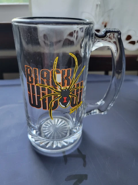 RARE Kennywood Park Glass Beer mug Ride Black Widow Spider PA