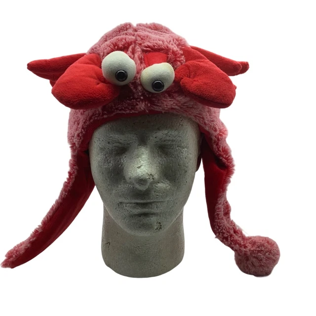 MAINE RED LOBSTER Plush Hat Cat Down by the Sea Ear Flaps Ocean Sea