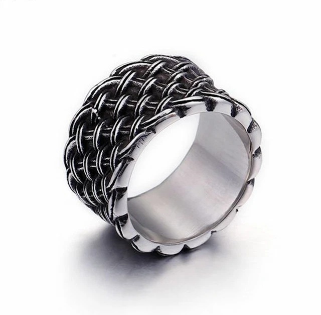 Anello Uomo Celtico Vintage In Acciaio Inox, Placcato Oro 18kt E Nero, Gioiello Regalo In Scatola