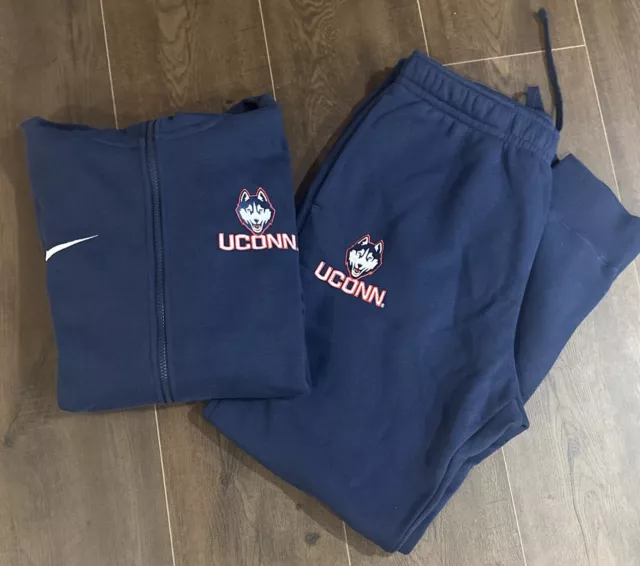 Men’s Nike Uconn Huskies Football Team Issued Travel Suit Sz L Top/ M Bottom