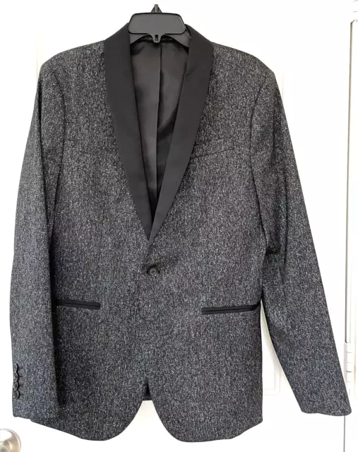 Tuxedo Jacket Men's 40R Slim Fit J. Ferrar Modern Fit Sparkle Metallic Black