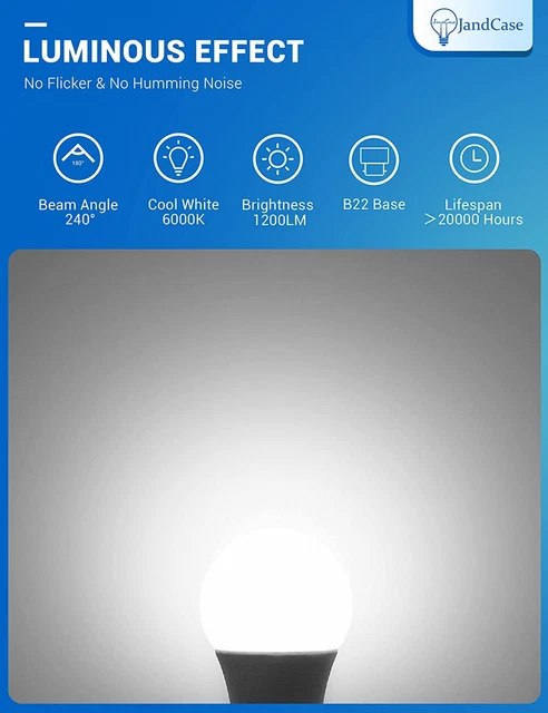 B22 Bajonett LED Glühbirne 100 W Äquivalent, 6 Stück (1er Pack), kühlweiß 3
