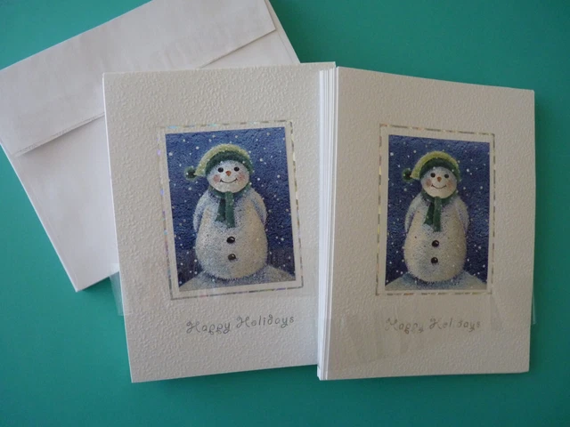Burgoyne Christmas Greeting Cards Adorable Snowman Foil & Texture Fronts (31)pcs