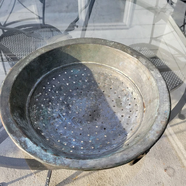 Antique French hand forged Early 19th Century Copper Brass Rice Strainer
