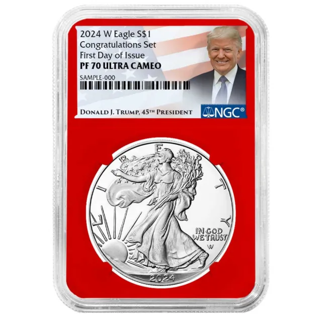 2024-W Proof $1 American Silver Eagle Congratulations Set NGC PF70UC FDI Trum...