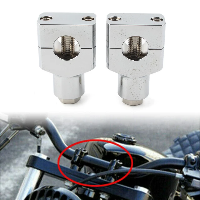 1" Handlebar Handle Bar Adapter Risers Clamp Mounts Chrome Fit Harley Fatboy