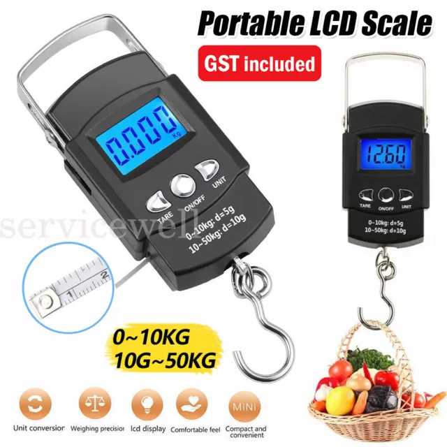 Portable LCD Digital Electronic Fishing Travel Luggage Hanging Weighing Scale AU