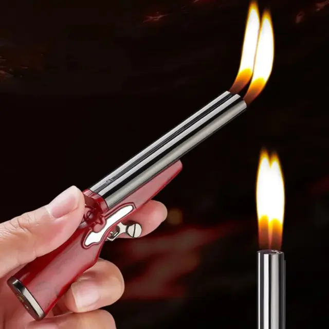NEW Cool Gadgets Candle Lighter Creative Mini Gun Dual Flame Refillable Butane