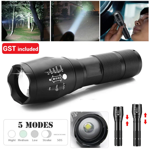 2X PORTABLE RECHARGEABLE Zoom LED Flashlight XML-T6 Tactical Flash ...