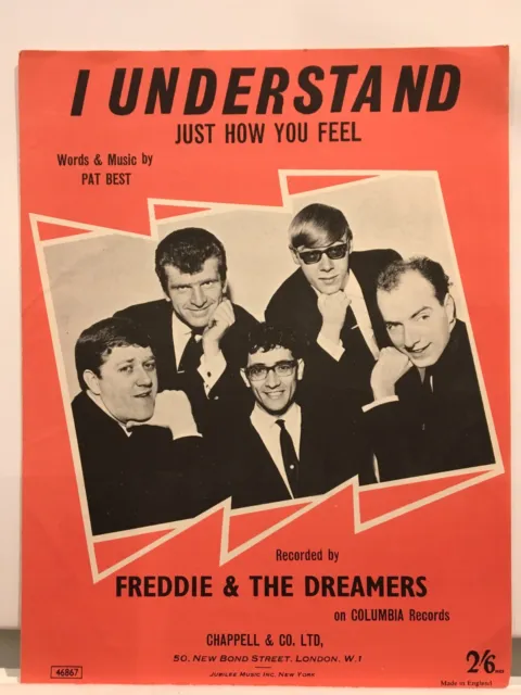 Rare Vintage Original Sheet Music - I Understand - Freddie & The Dreamers