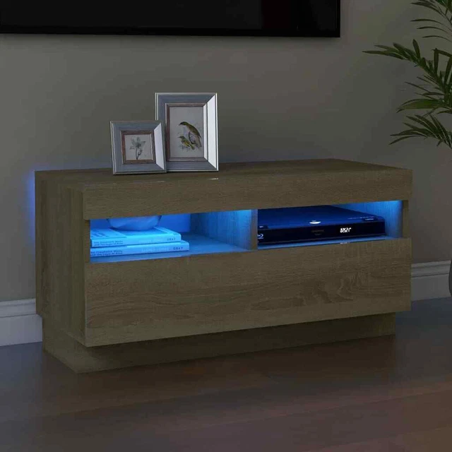 Mobile Porta TV VidaXL Con Luci LED - Rovere Sonoma, 90x39x30 Cm, Legno Multistrato