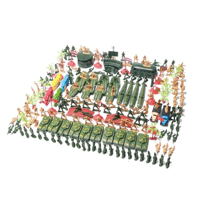 219-teiliges Armee-Männer-Soldaten-Spielset, Spielzeug-Kunststoffflaggen,