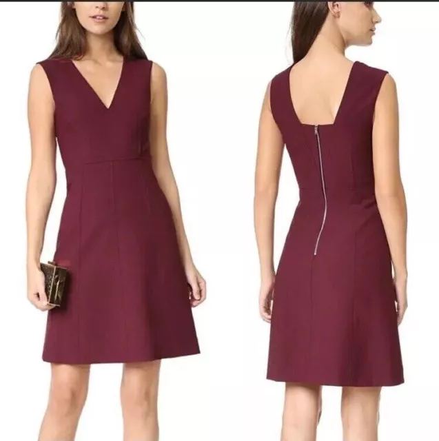 Nwt Elizabeth James Charlie Bordeaux V Neck Sleeveless Dress Size 4