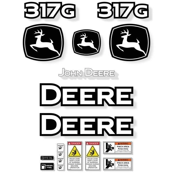 JOHN DEERE 317G Decal Kit Track Loader Repro Stickers 7 year Laminated