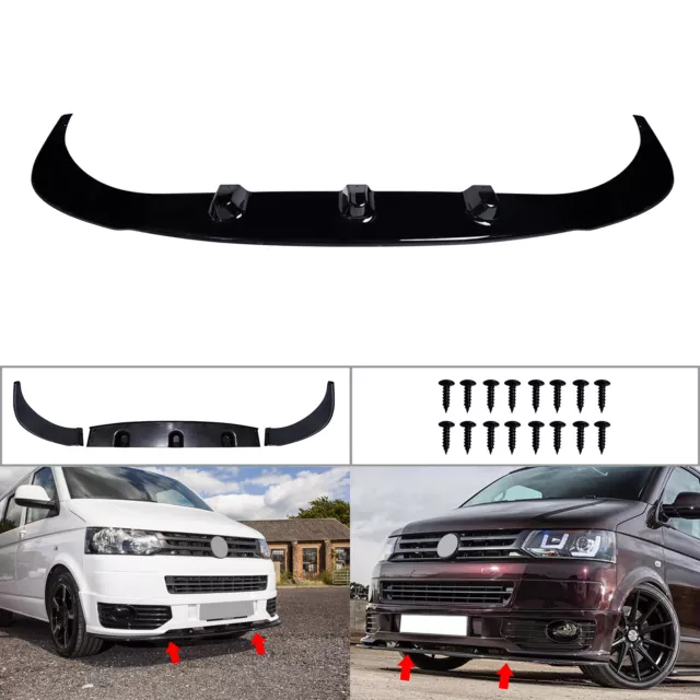 Glänzend Schwarz Frontspoiler Stoßstange für VW Transporter T5 Sportline 2010-15